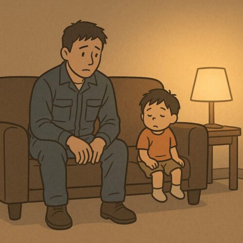 家族と過ごす時間が短い事に気づく瞬間のイラスト