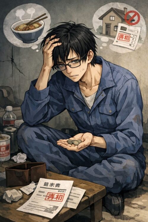 お金に苦しみ、判断がうまくできない青年。